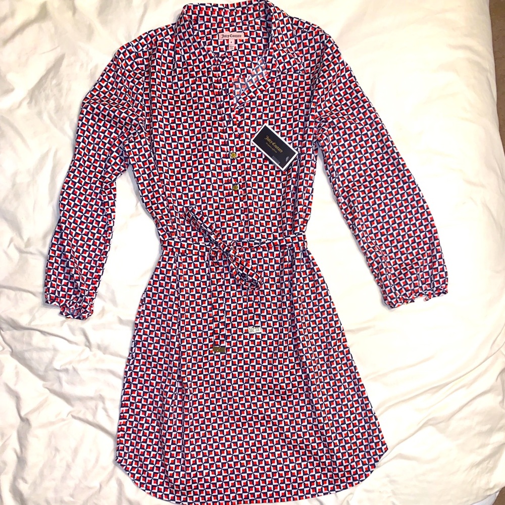 NWT Juicy Couture Regal Shadow Tile Geo Shirtdress